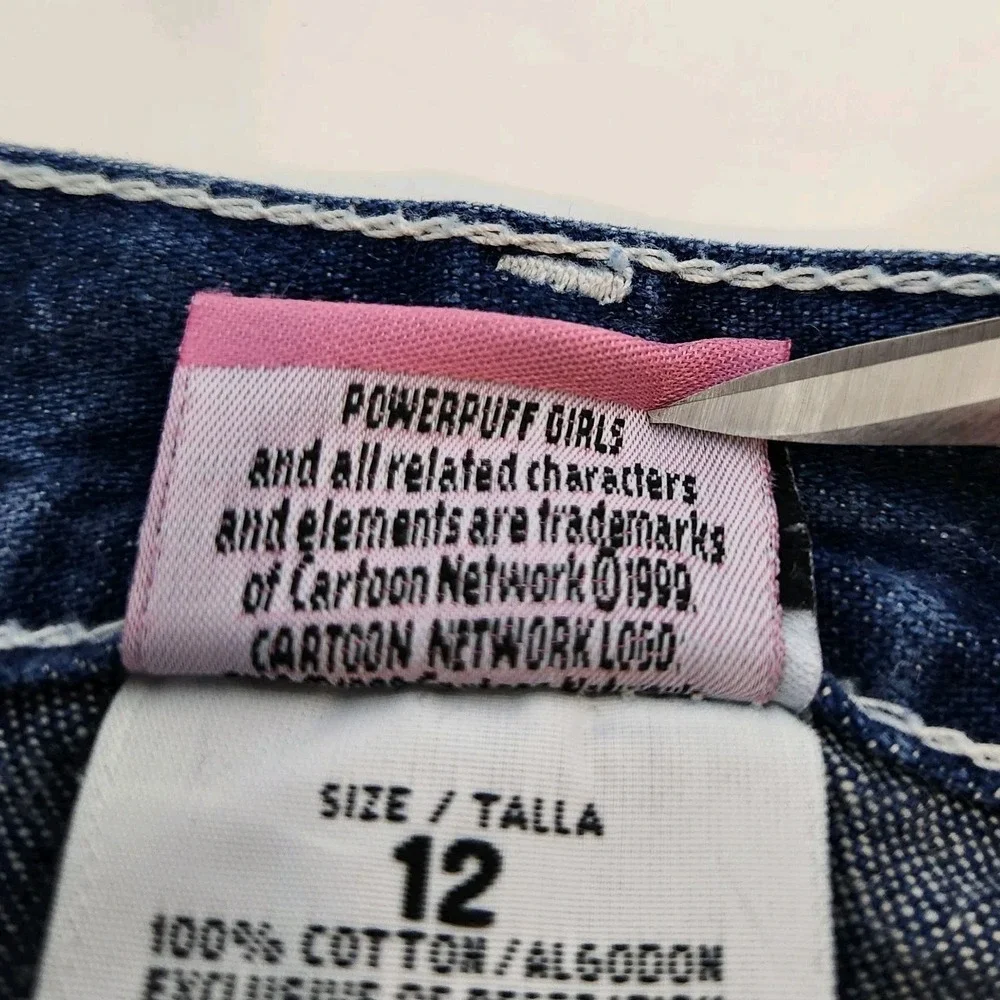 Rare Y2K‎ Powerpuff Girls Denim Capri Jeans Embroidered Cartoon Network Size 12